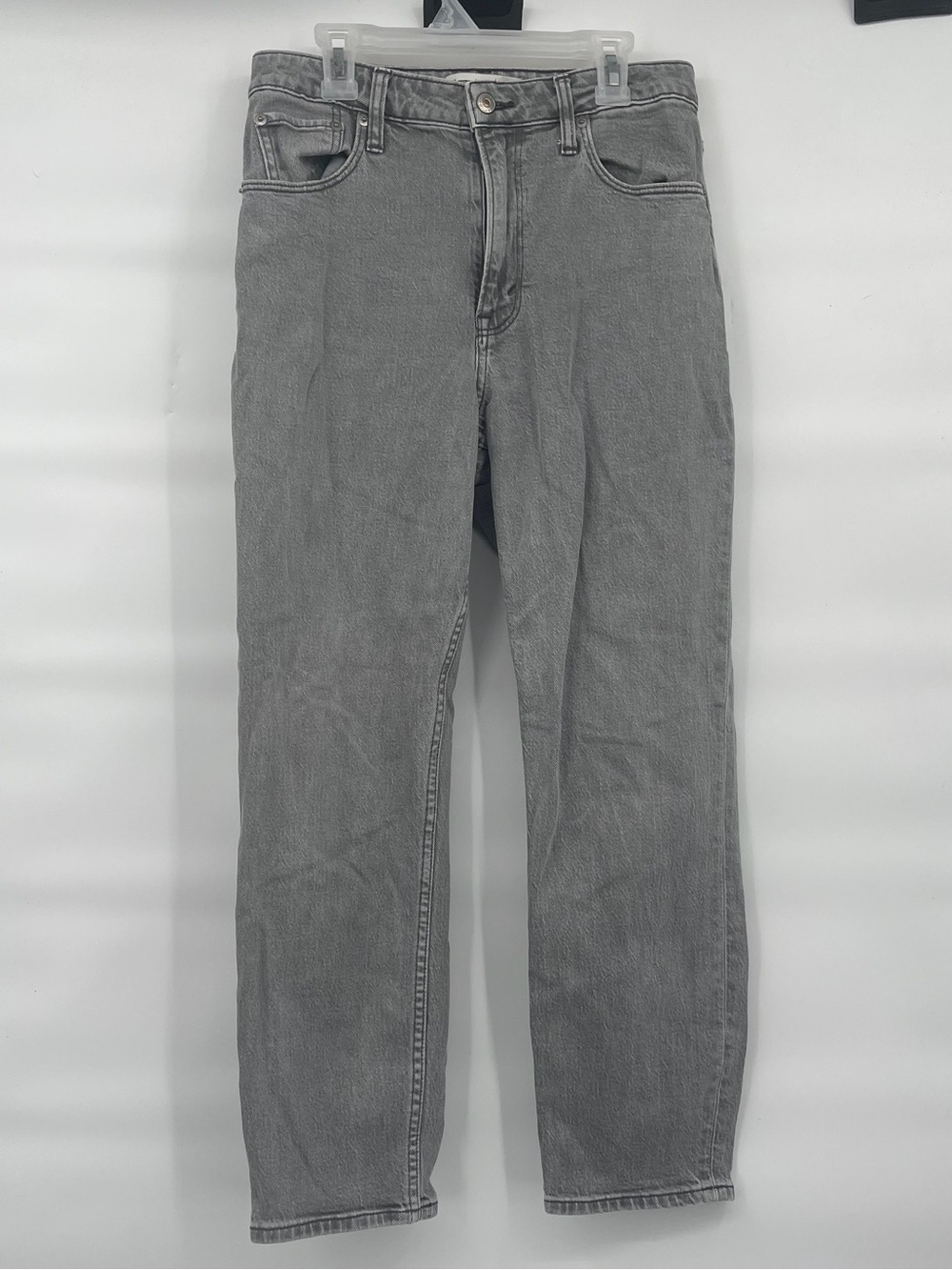 Abercrombie and fitch high rise mom fit gray jeans